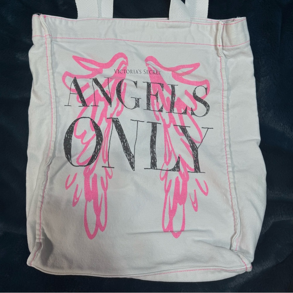 Victoria’s Secret White Canvas Tote Bag / “Angels Only”